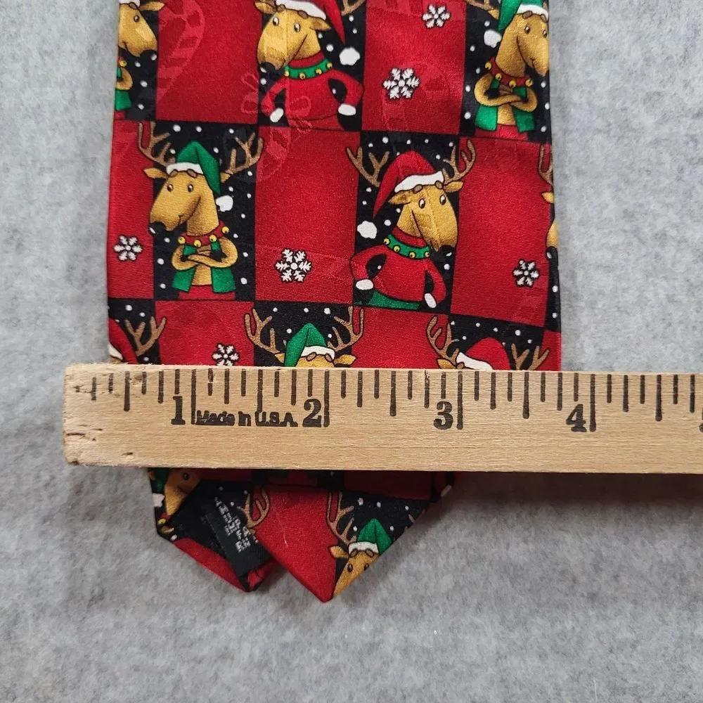 Vtg‎ Hallmark Reindeer Red Mens Neck Tie Approx 57